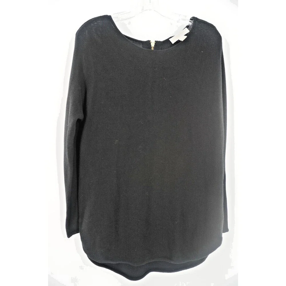 Michael Michael Kors Women's Size S Black Knit Sweater with Gold Hardware Detail